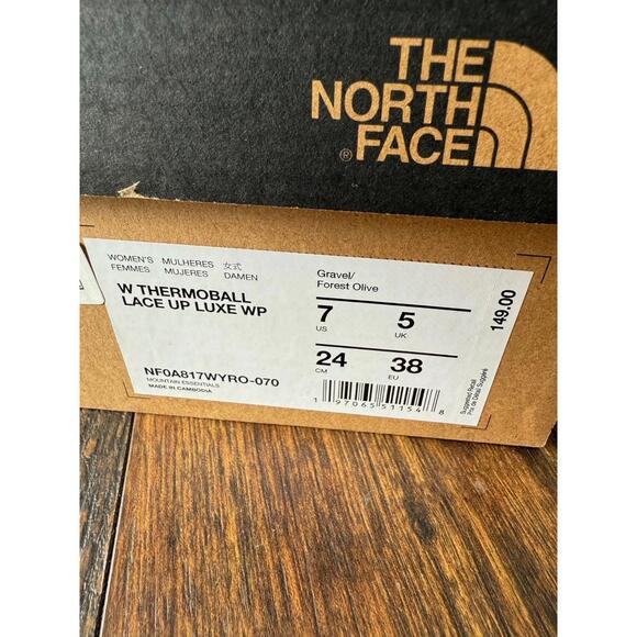 NEW North Face W's ThermoBall Lace Up Luxe Waterproof Boots Gravel/Olive SZ 7 - Picture 5 of 5